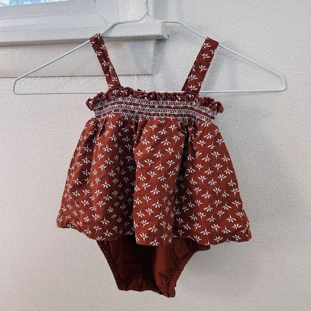 Baby brown floral onesie